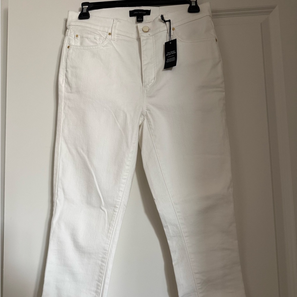 Women's Ann Taylor The Skinny Mid Rise White Jeans 2